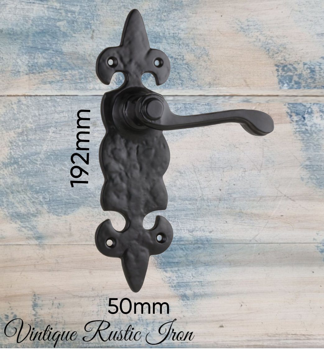 Cast Iron Fleur de lis door levers (pair)-Vintique Concepts