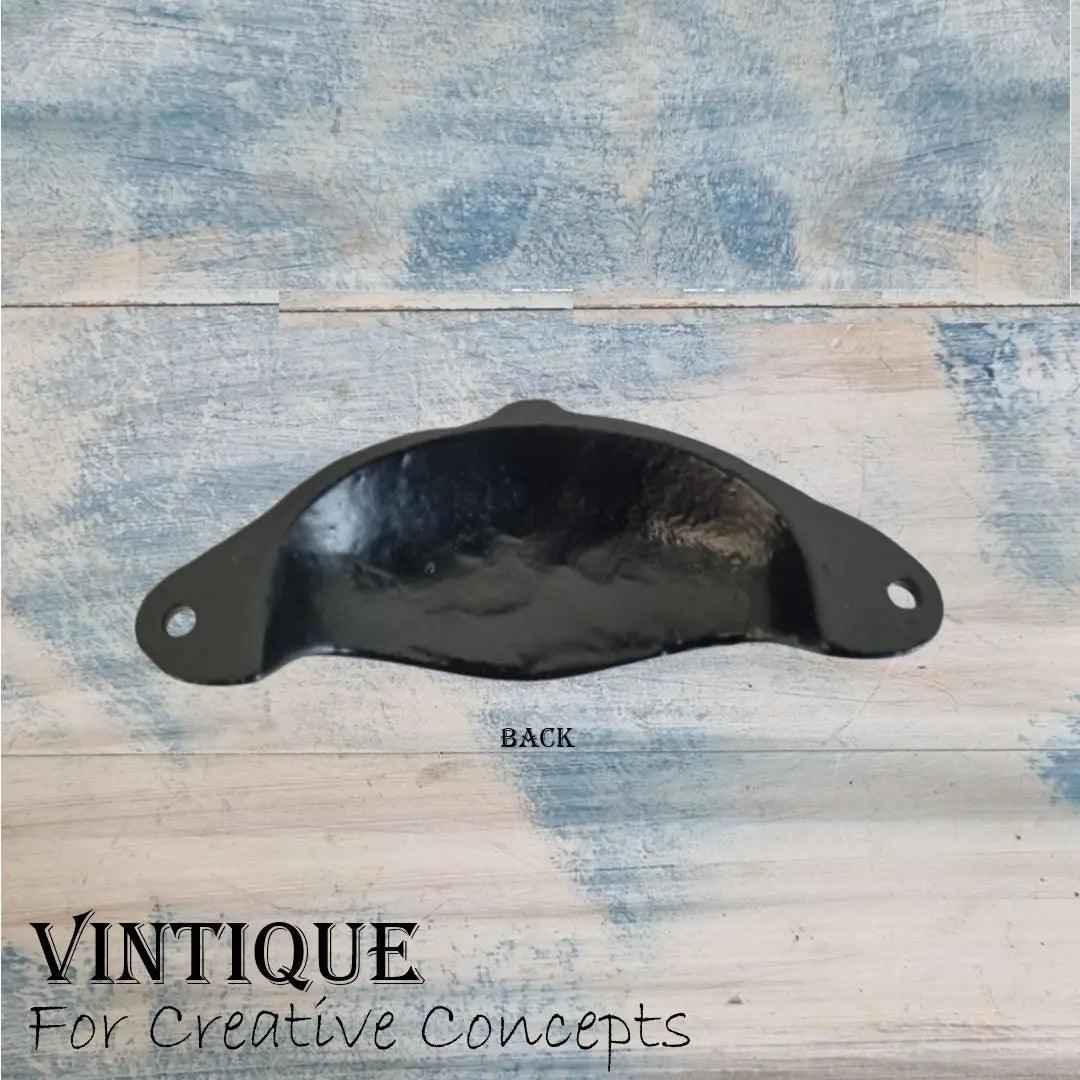 Cast Iron Drawer Handle Half Moon Fluted with Dome- Cup 105mm Long - Vintique Concepts