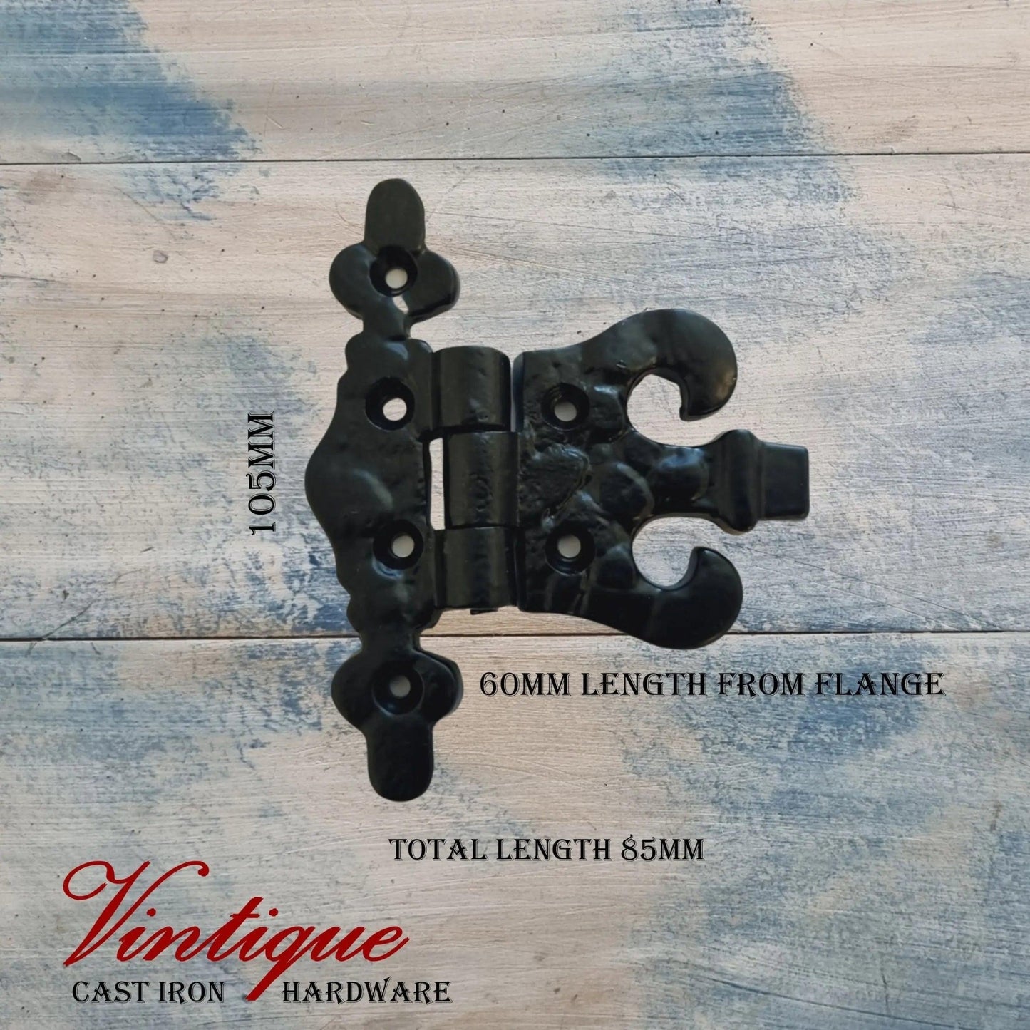 Cast Iron Hinge Cropped fancy 85mm x 105mm-Vintique Concepts