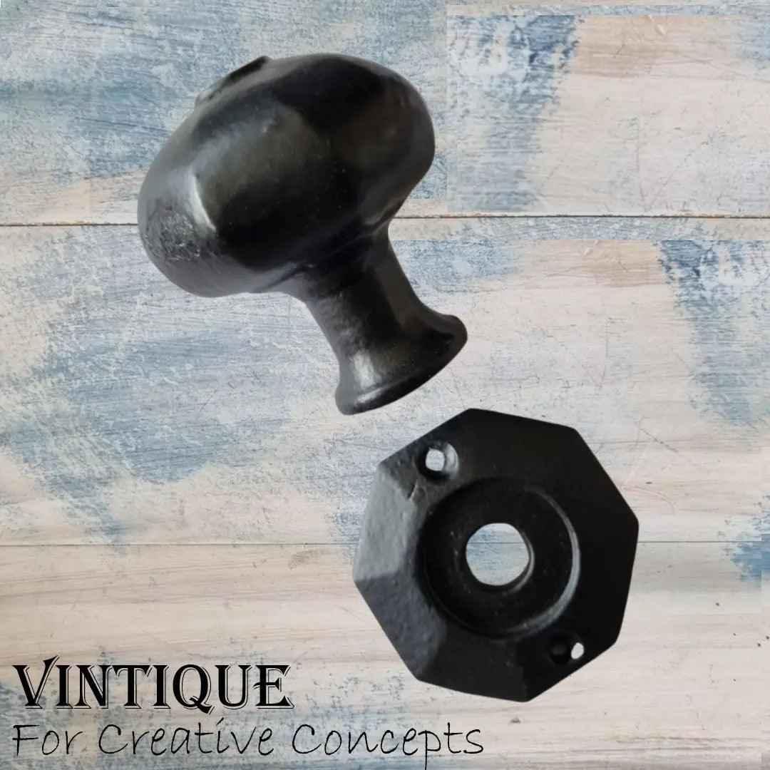 Cast Iron Door Knob 60mm - Mortice Octagonal Design 60mm dia - Vintique Concepts