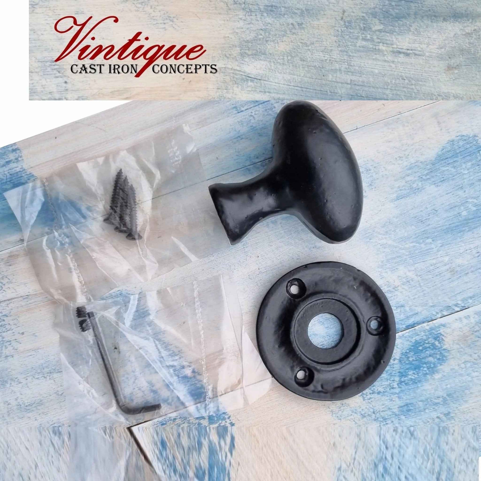 Cast Iron Mortice Oval Door Knob 65mm (each)