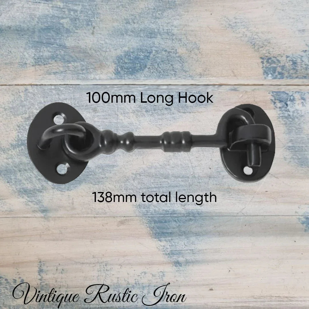Cast Iron Oval Cabin Hook 138mm long (hook 100mm) - Vintique Concepts