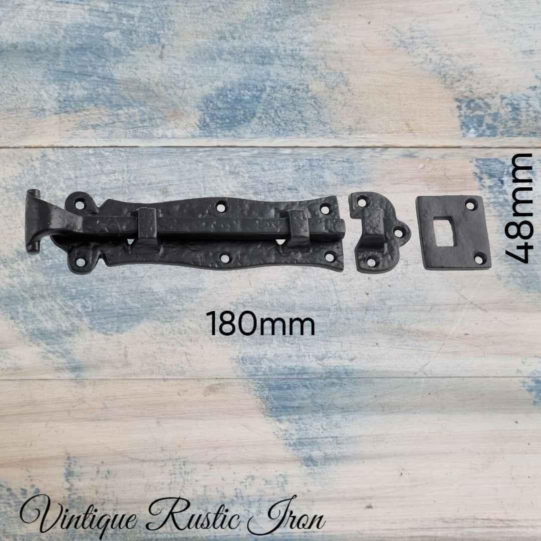 Cast Iron Rustic door or gate Bolt 180mm Long - Vintique Concepts