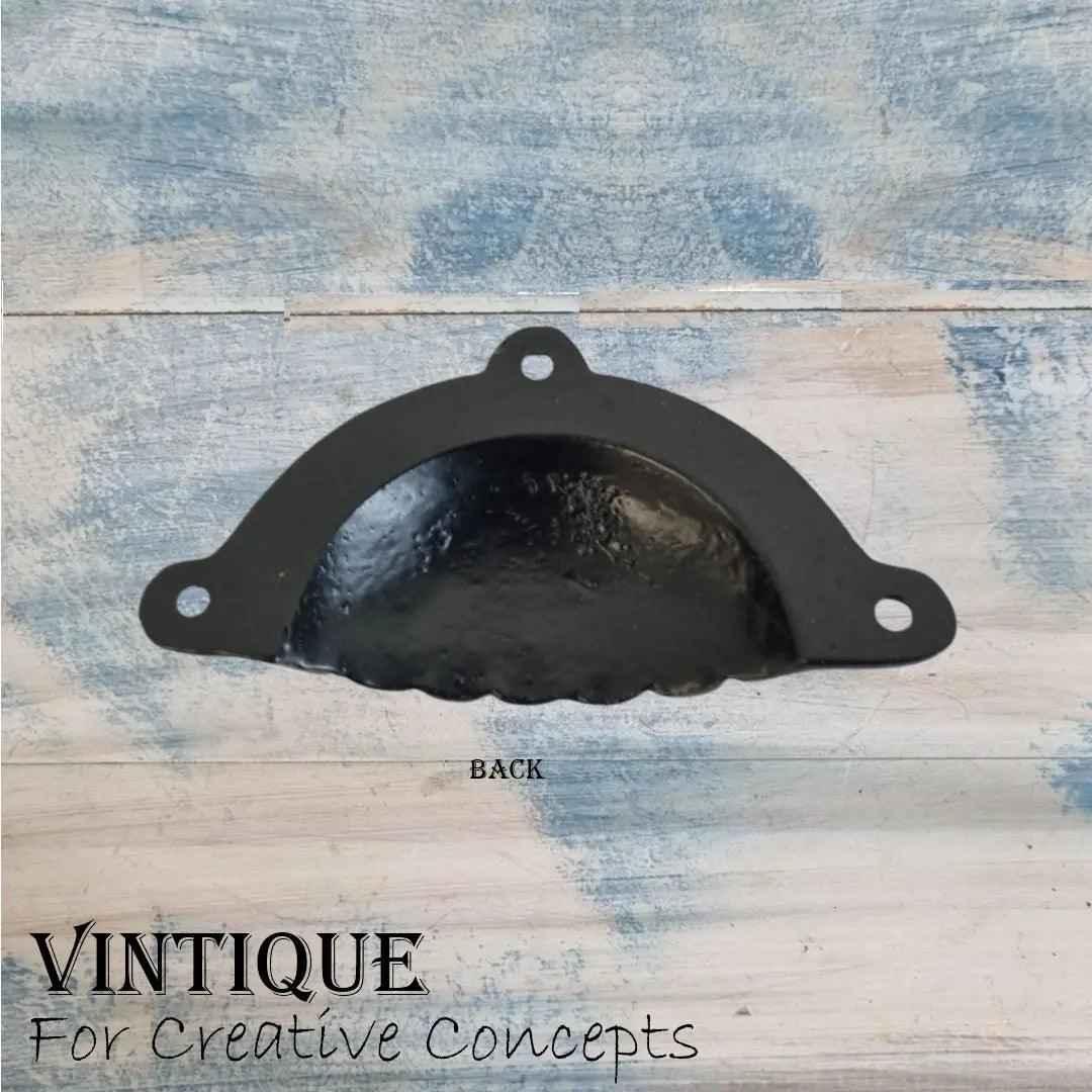 Cast Iron Drawer Handle - Scallop Shell Cup 96mm Long - Vintique Concepts