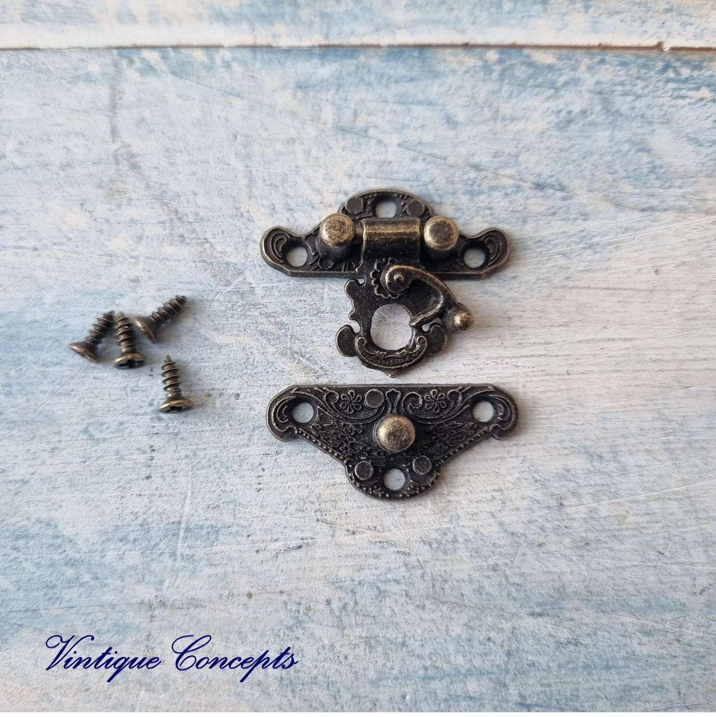 Catherines Vintage jewelery Box Latch /double Lock 28mm x 23mm-Vintique Concepts