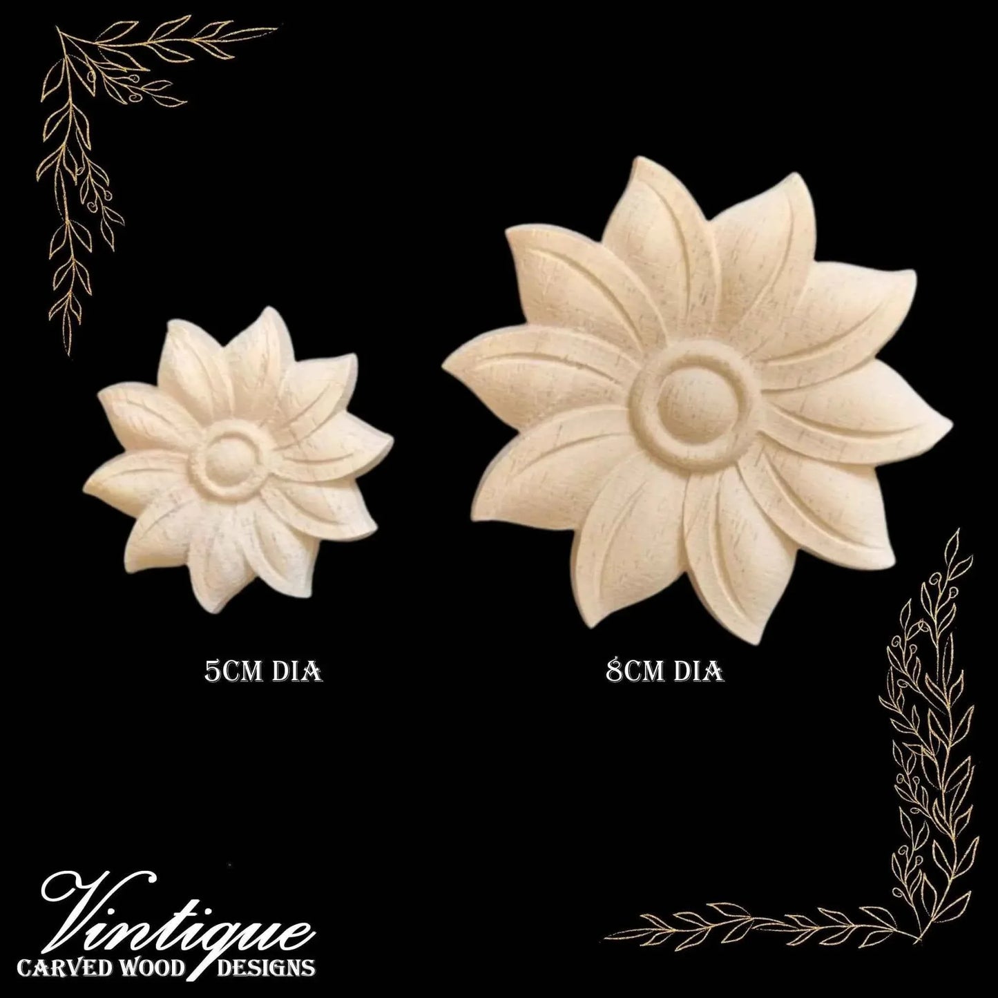 Centre Sunflower wood applique 5cm Diameter - Vintique Concepts
