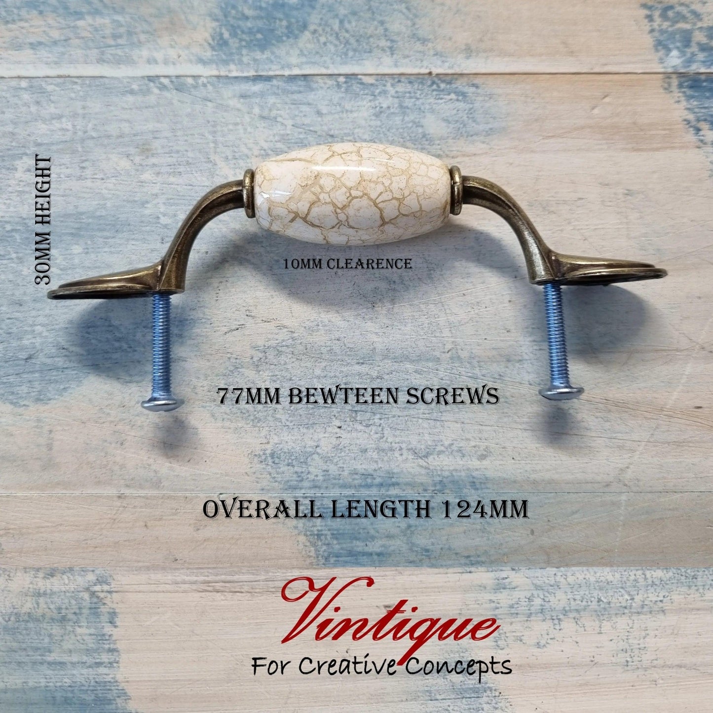 ceramic 40mm Marble pattern Bronze Drawer / Cabinet vintage handle 124mm length-Vintique Concepts