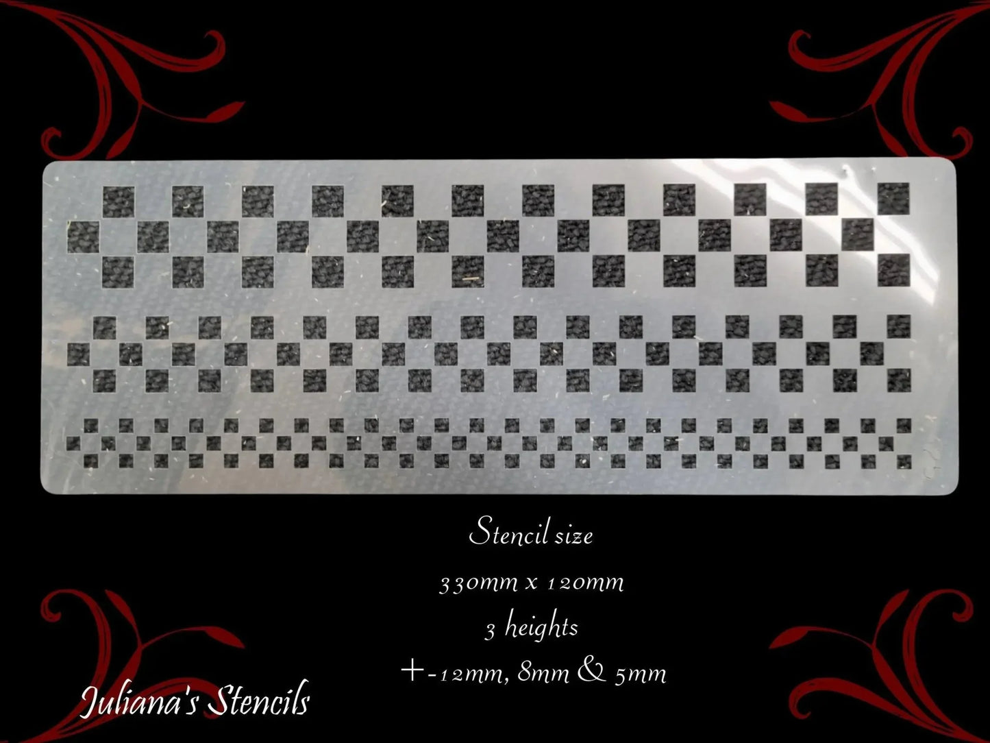 Checkerboard vintage furniture paint stencil 120mm x 330mm - Vintique Concepts