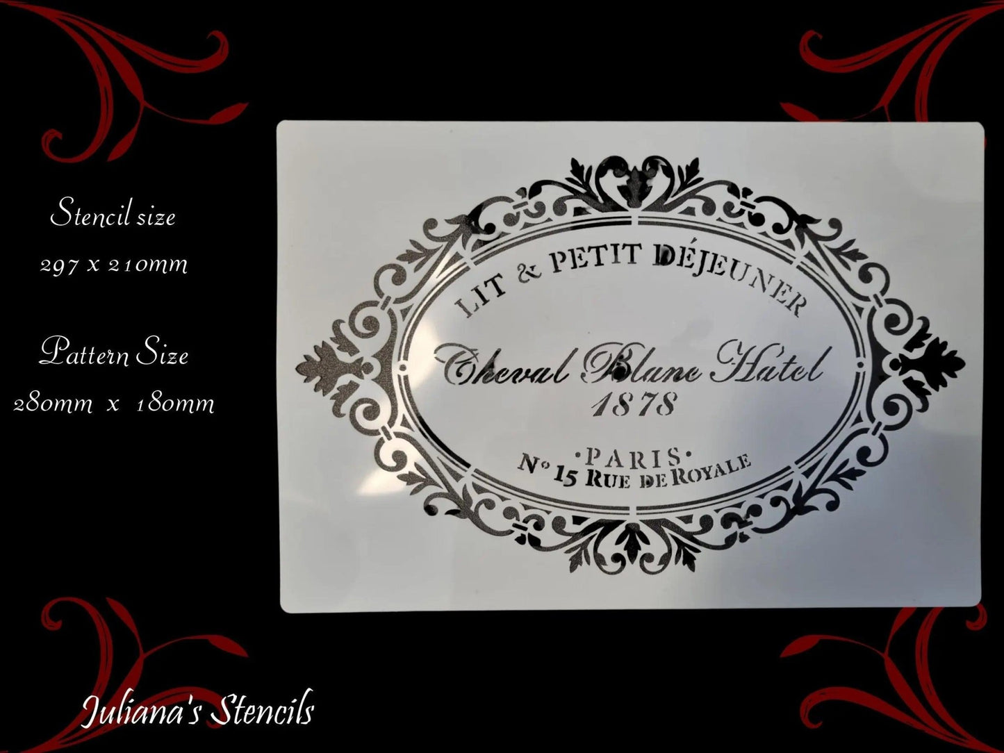 Cheval Blanc Hatel 1878 furniture French painting stencil (A4 Size)-Vintique Concepts