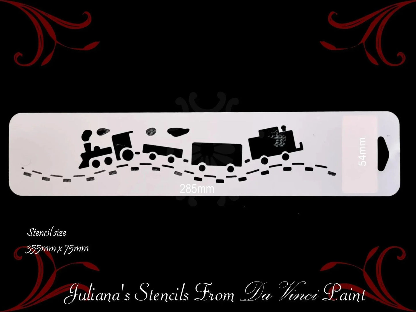 Choo Choo Train Border Childrens Wall / furniture paint stencil 355mm x 75mm - Vintique Concepts