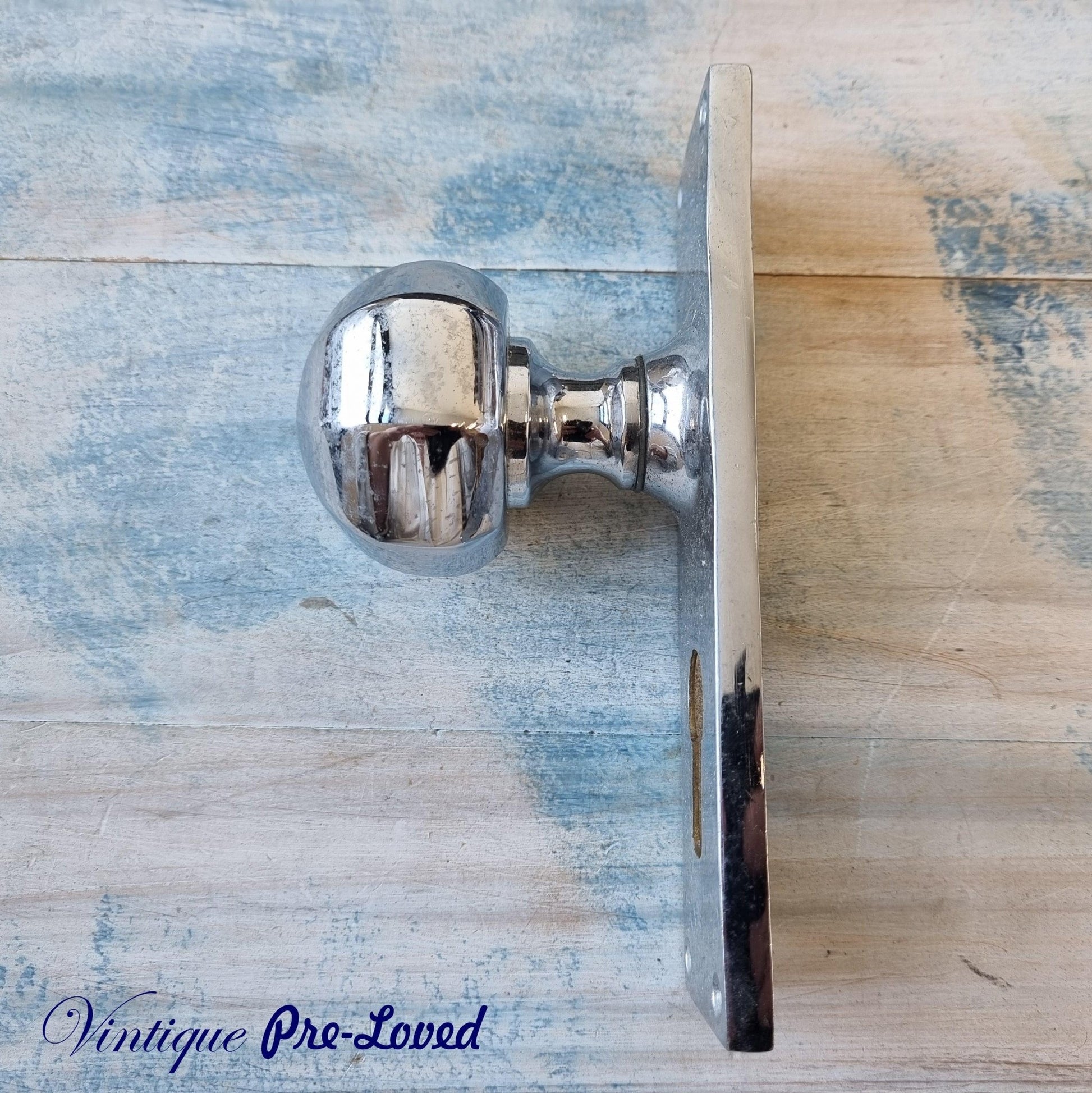 Chrome door handle knob octaganal (1 side only)-Vintique Concepts