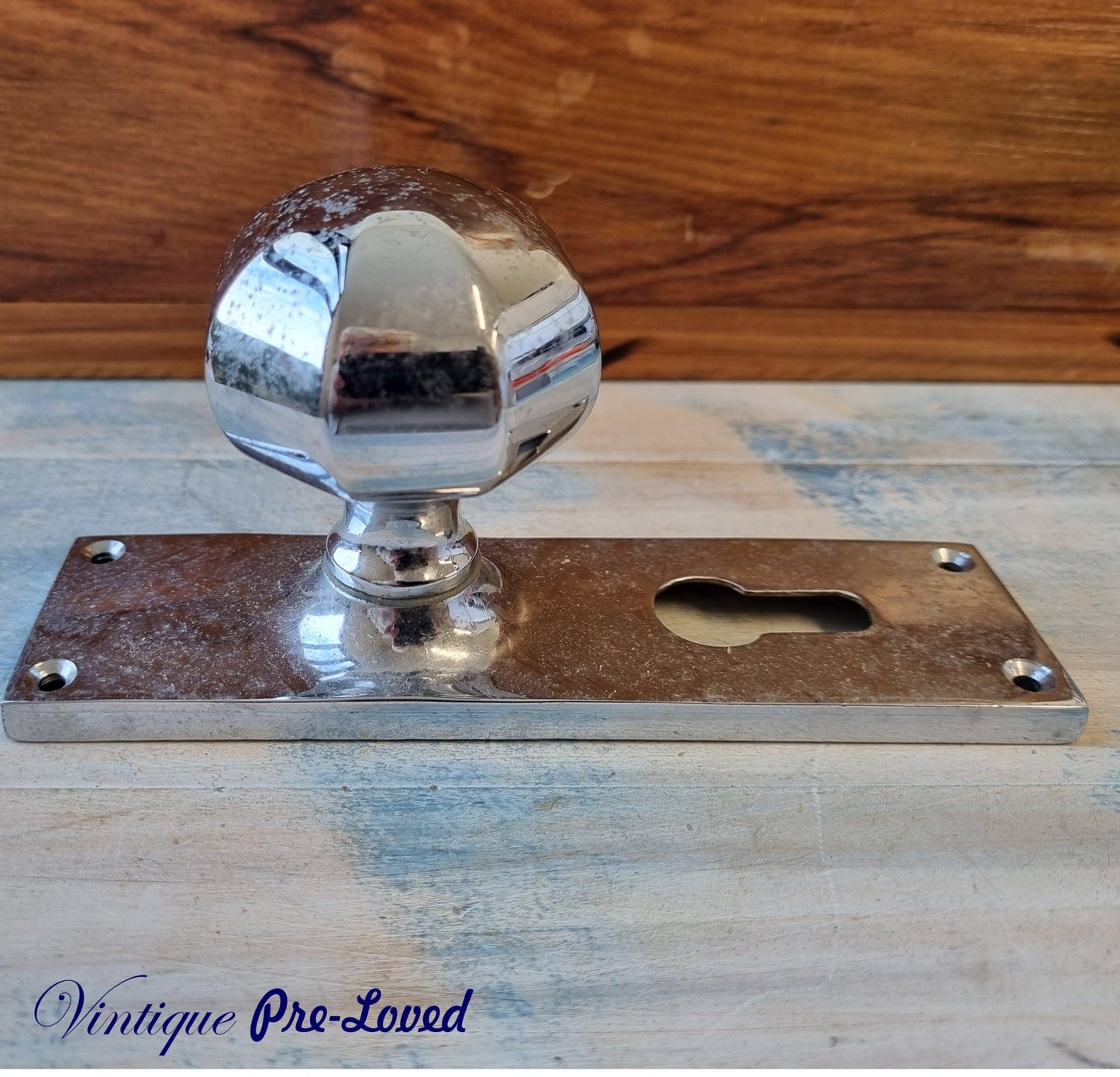Chrome door handle knob octaganal (1 side only)-Vintique Concepts