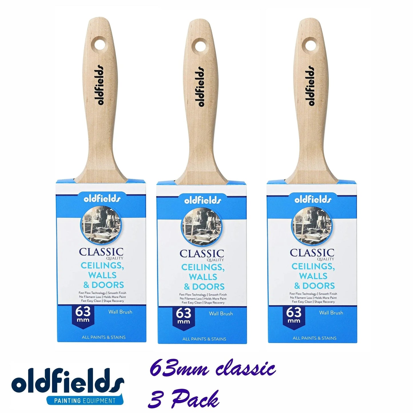 Classic 100% Tappered filament all purpose Paint Brush -Oldfields tradesman - Vintique Concepts