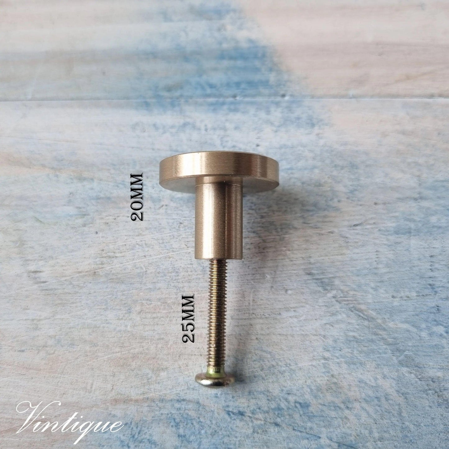 Classico Series Solid Brushed Brass Cabinet knob Handle 25mm dia-Vintique Concepts