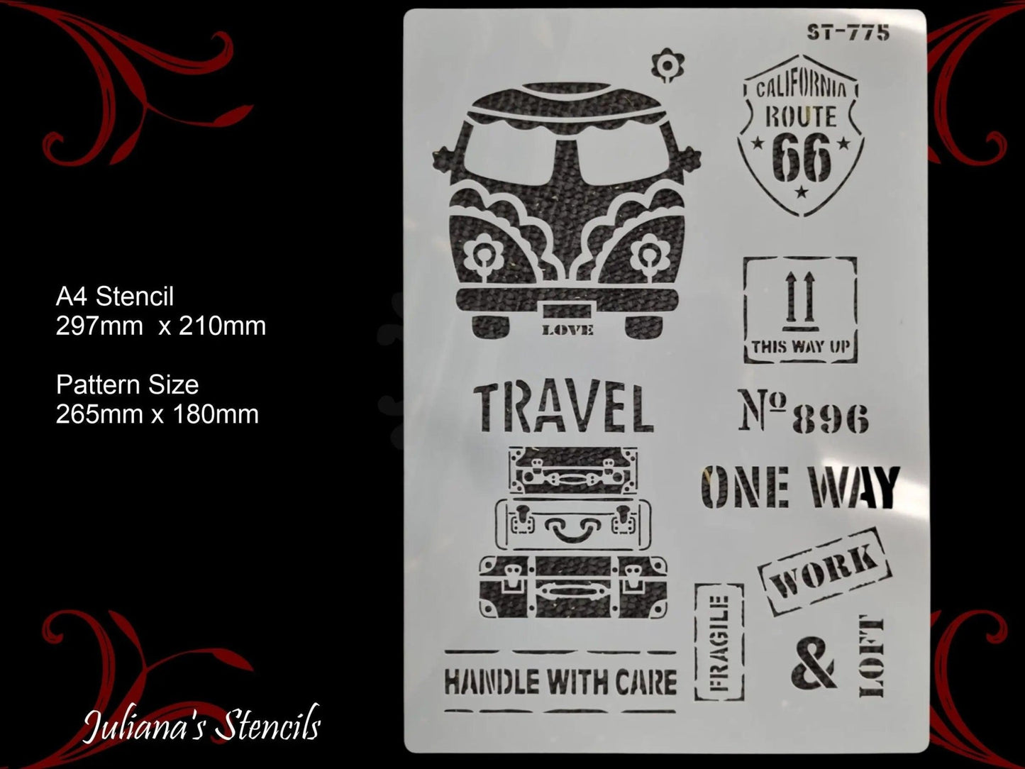 Combi-van and travel stamps furniture and wall Paint Stencil-Vintique Concepts