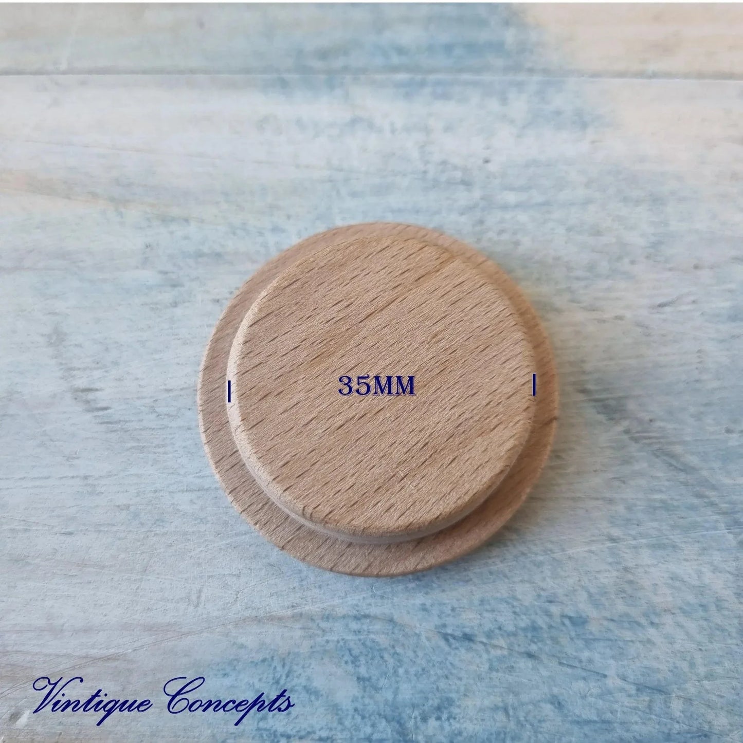 Concealed Cavity Round wooden door Handle 43mm dia - Vintique Concepts
