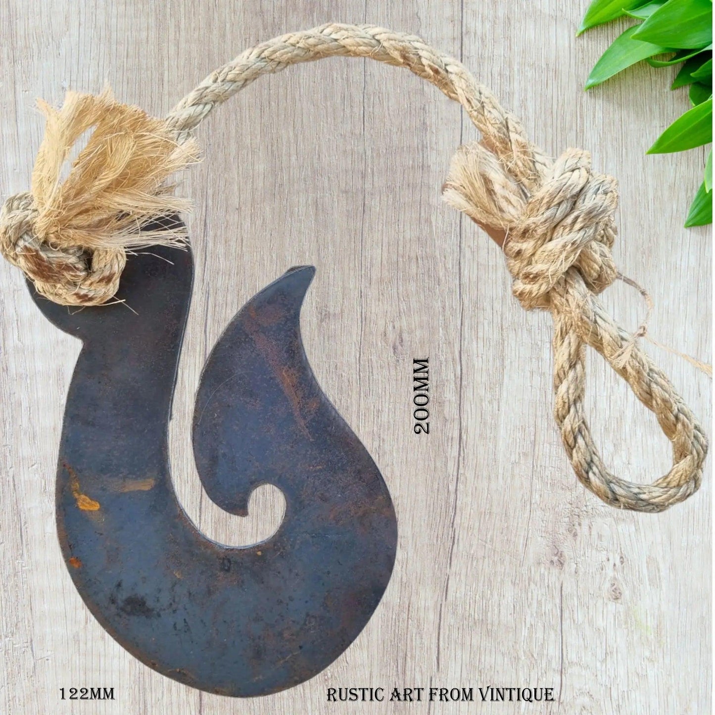 Corten Rusty Matau or Fish Hook metal art-Vintique Concepts
