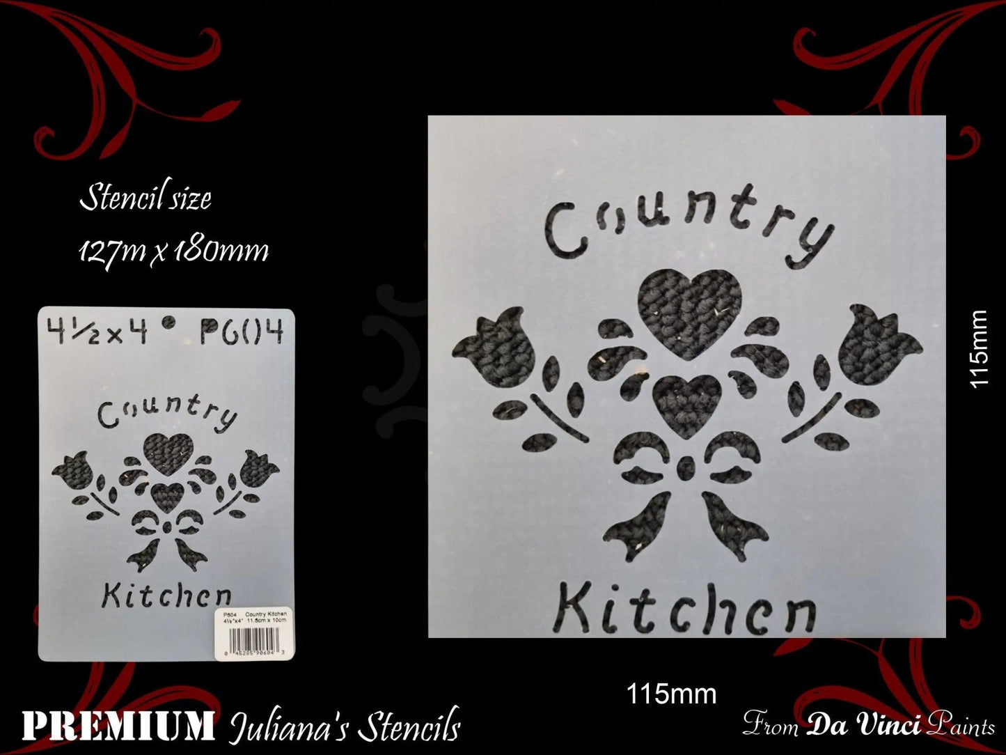 COUNTRY KITCHENS vintage furniture paint stencil 127mm x 180mm-Vintique Concepts