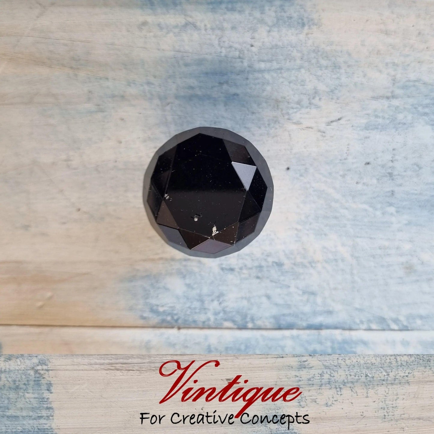 Crystal Glass Cabinet Drawer Knob BLACK OPAL with Chrome Base 30mm Dia-Vintique Concepts
