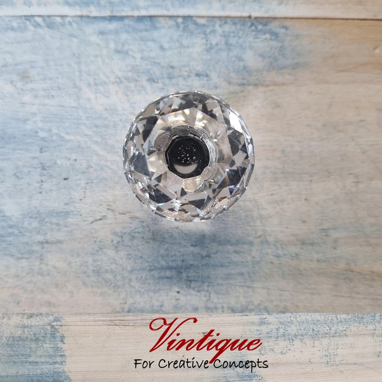 Crystal Glass Cabinet Drawer Knob Clear with Chrome Base 30mm Dia-Vintique Concepts