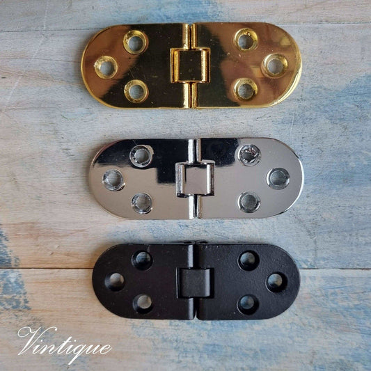 "Cucina" Cabinet Round End Butt Hinge Black 79mm x 33mm (3 Colours)-Vintique Concepts