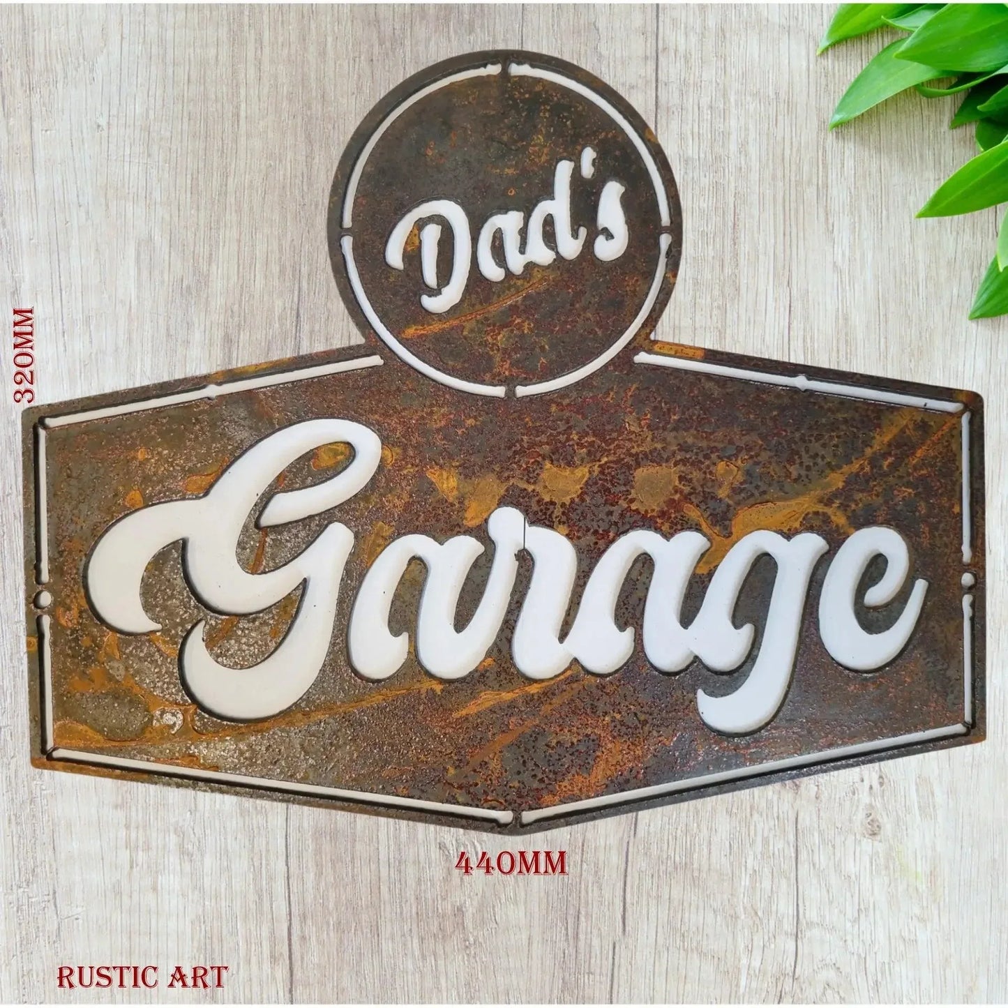 DADS GARAGE - Corten Rusty Metal Art 440mm x 320mm | Dads Garage Metal Art - Vintique Concepts