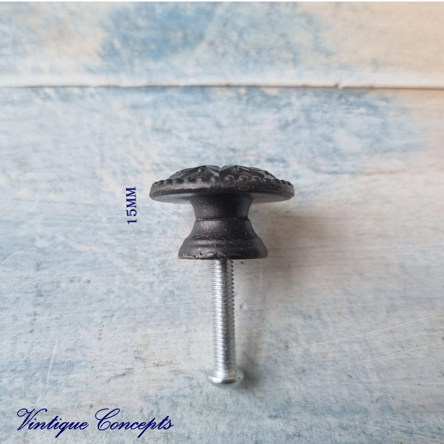 Daisy BLACK Furniture Knob Rose 24mm diameter-Vintique Concepts