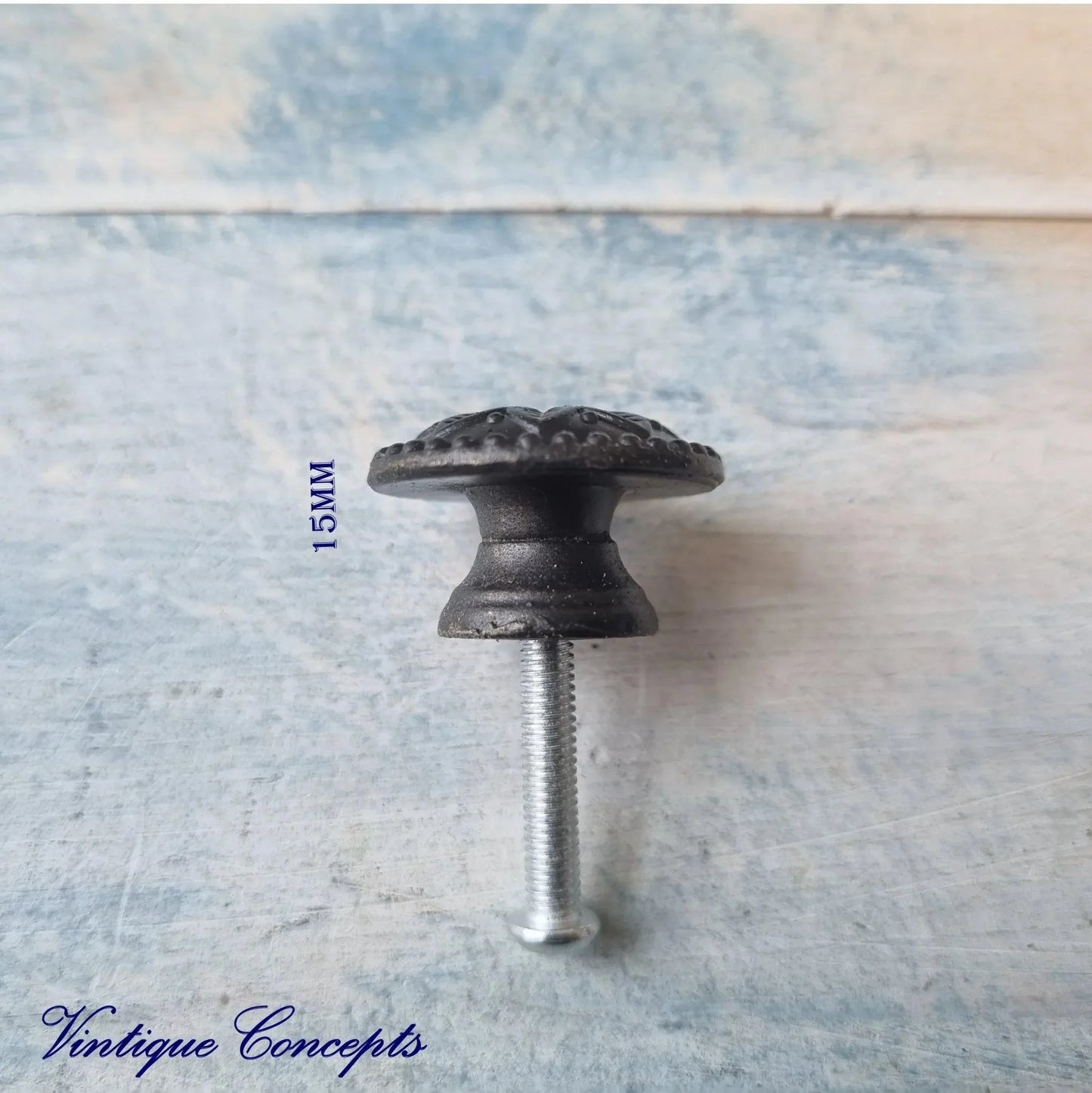 Daisy BLACK Furniture Knob Rose 24mm diameter - Vintique Concepts