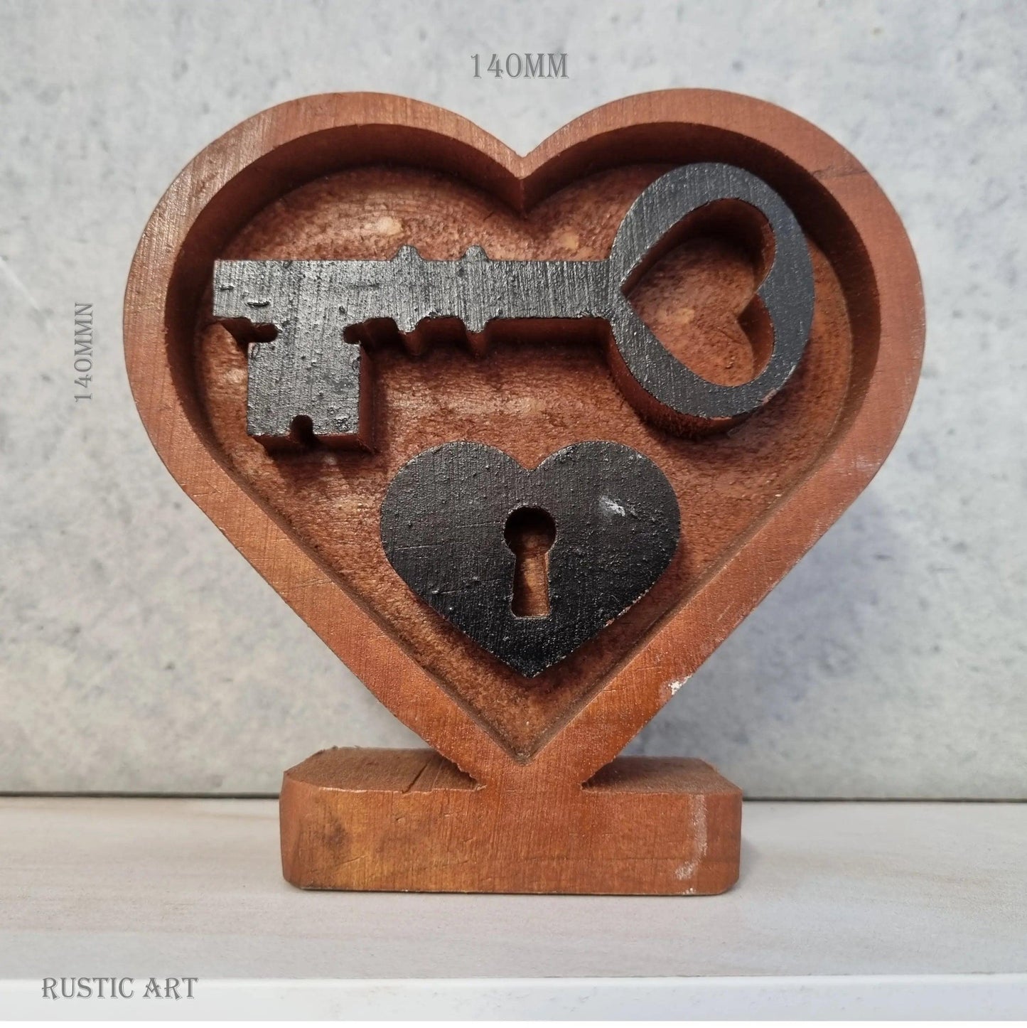 Deep Carved Pine"Lock and Key"  Mantle Heart-Vintique Concepts