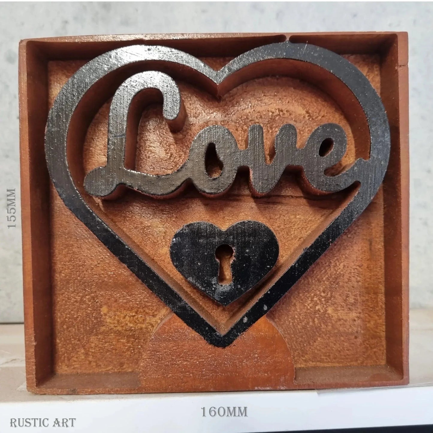 Deep Carved Pine"Love and Keyhole' Mantle Heart - Vintique Concepts