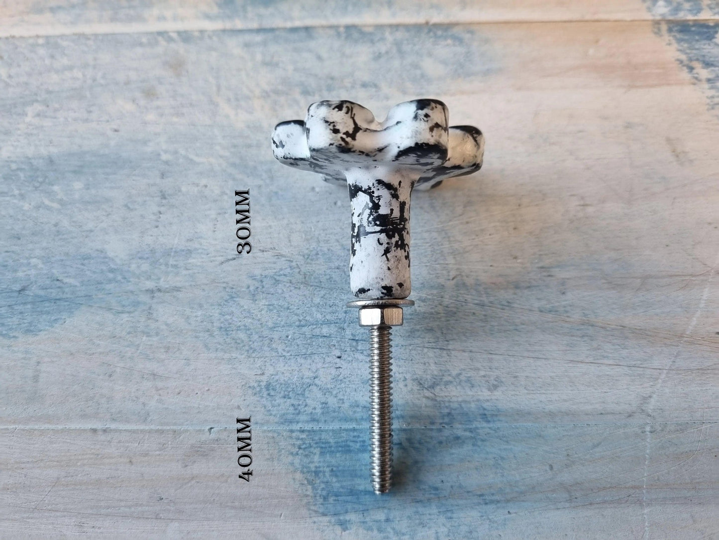 Distressed White Cast Iron "Paw Print" furniture Knob 38mm x 36mm-Vintique Concepts