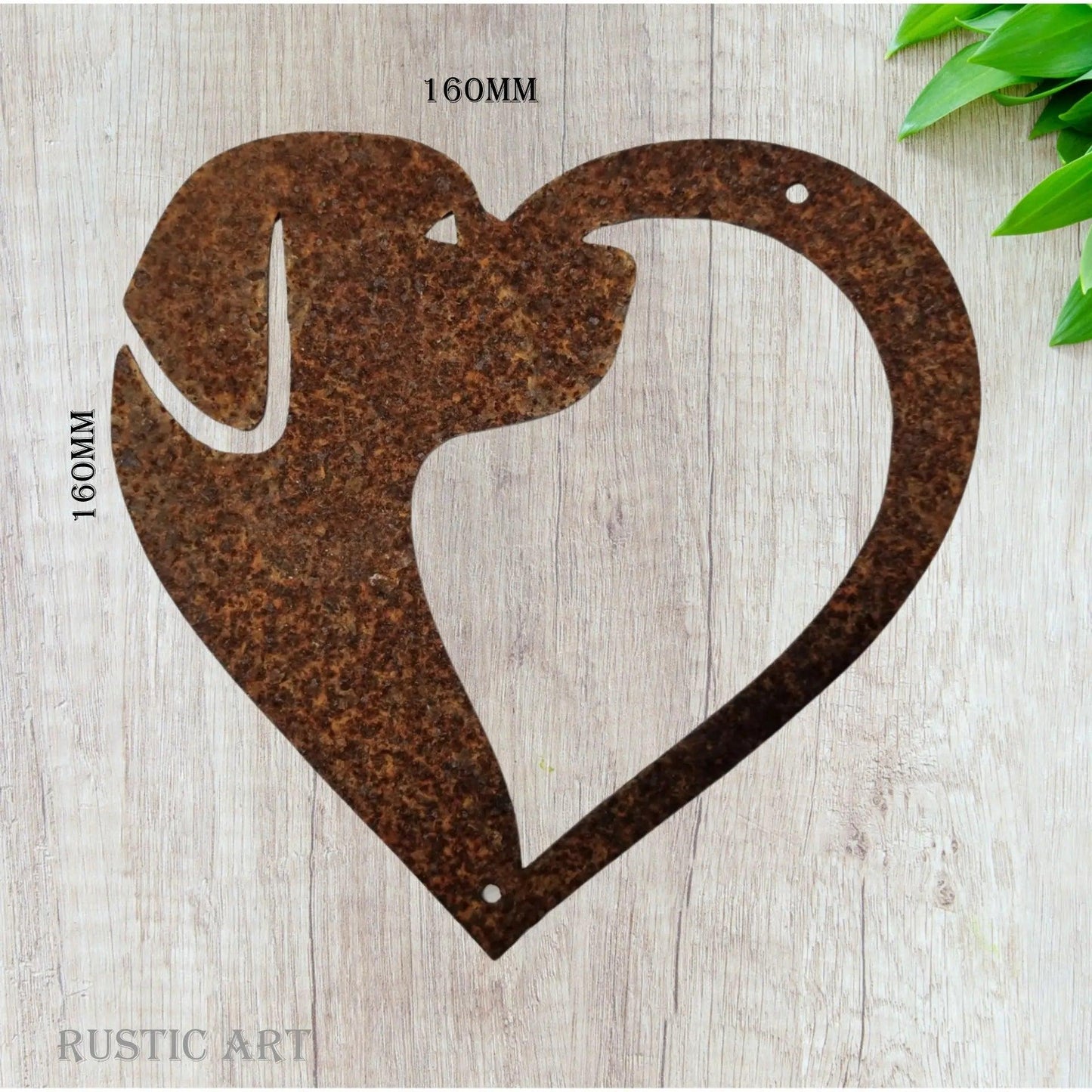 Dog in love heart Rusty metal 160mm x 160mm-Vintique Concepts
