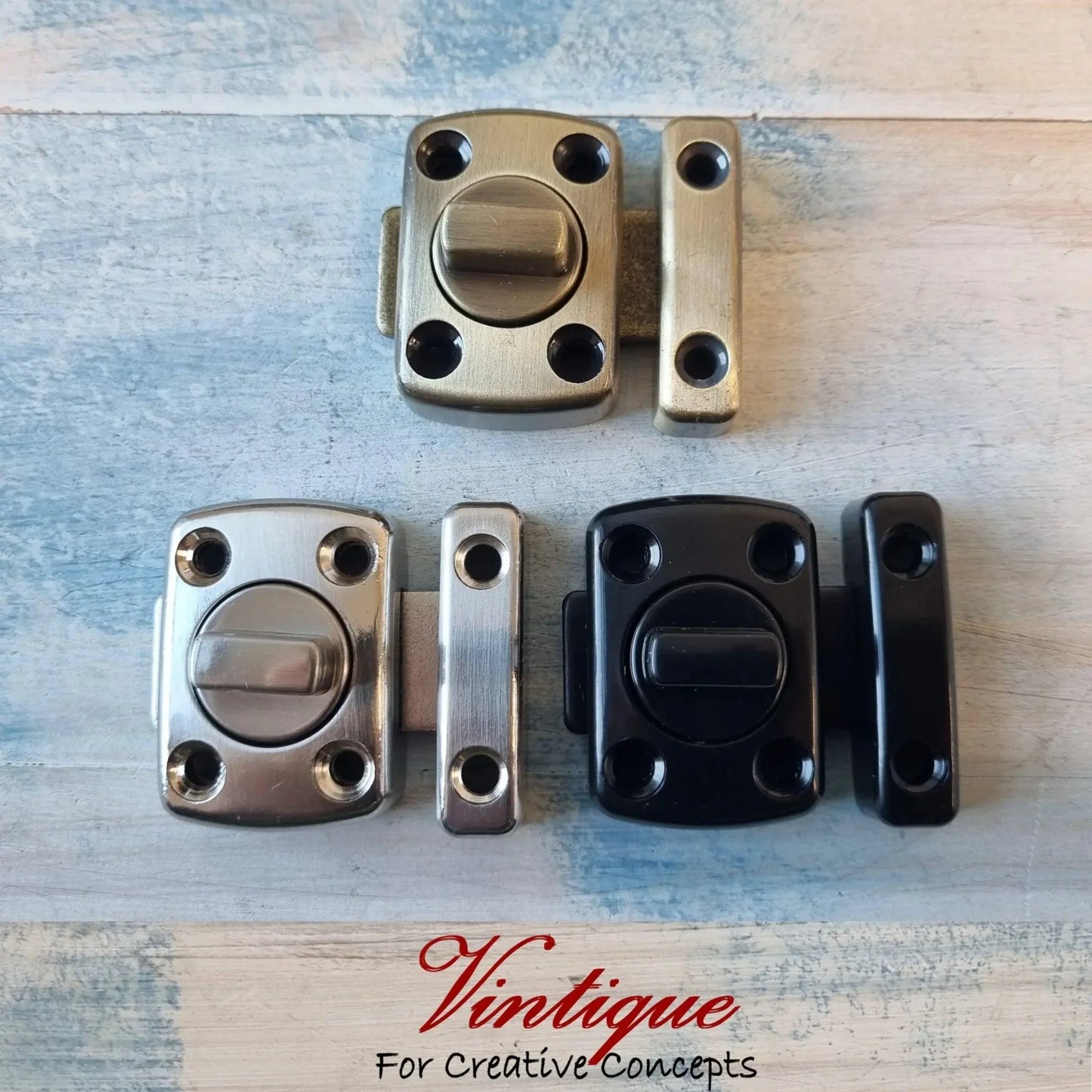 Elegant Door / Cupboard latch lock Antique Gold 50mm x 42mm - Vintique Concepts