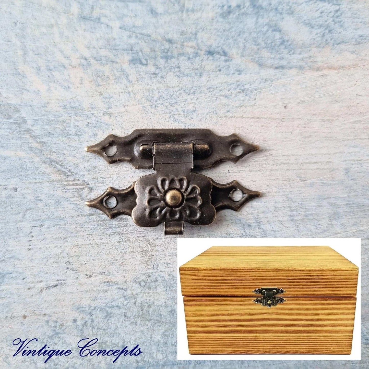 Elizabeth's Vintage jewelery Box Latch /double Lock 30mm x 19mm-Vintique Concepts