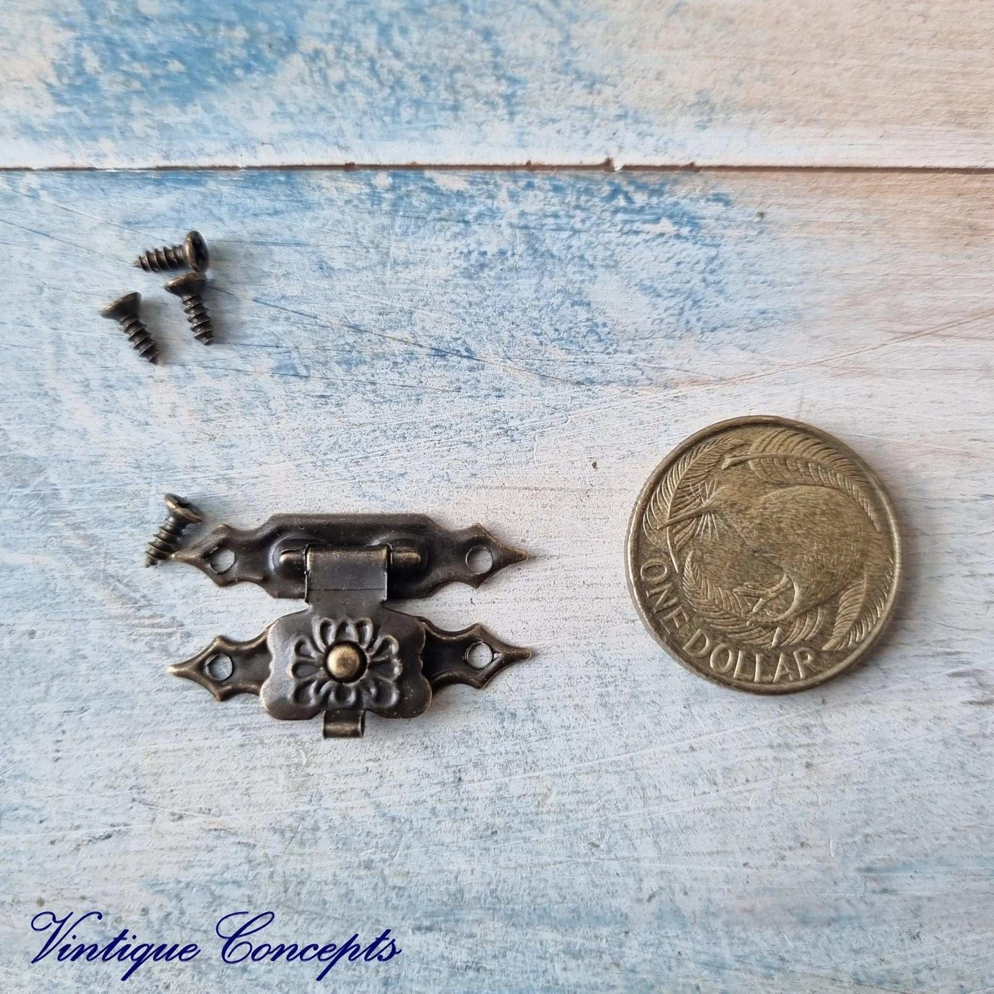 Elizabeth's Vintage jewelery Box Latch /double Lock 30mm x 19mm-Vintique Concepts