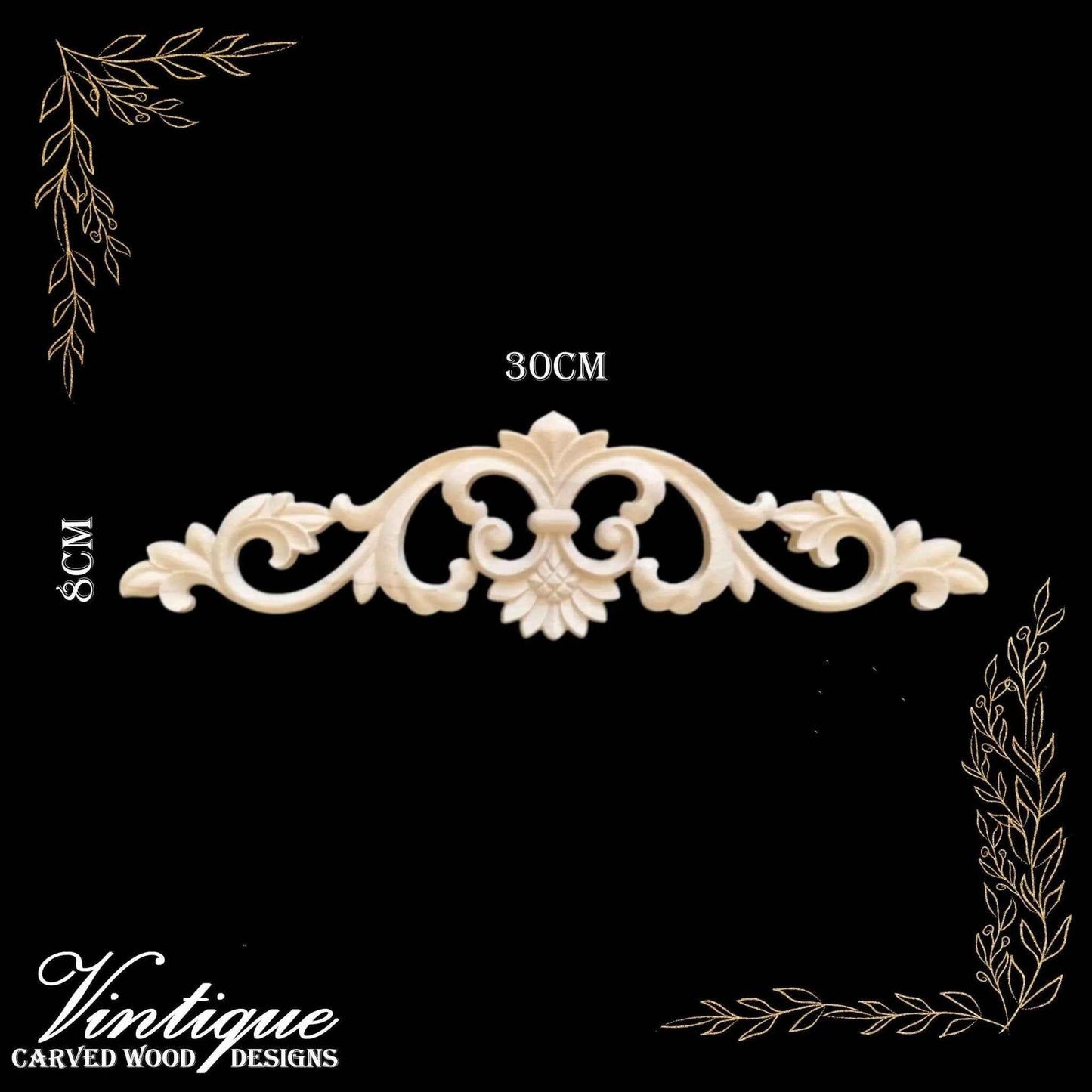 Emperors Crest carved wood Centre Applique 30cm x 8cm