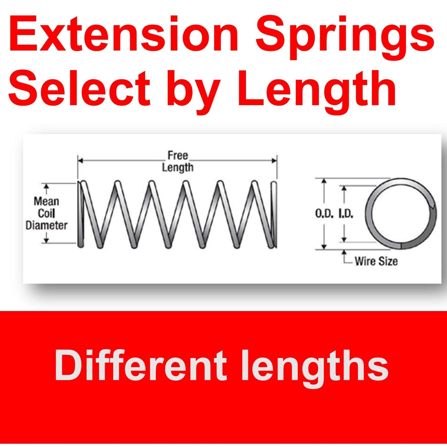 Zinc Extension Spring 38.1mm L (x 3.18 OD x 0.38 WD) C001