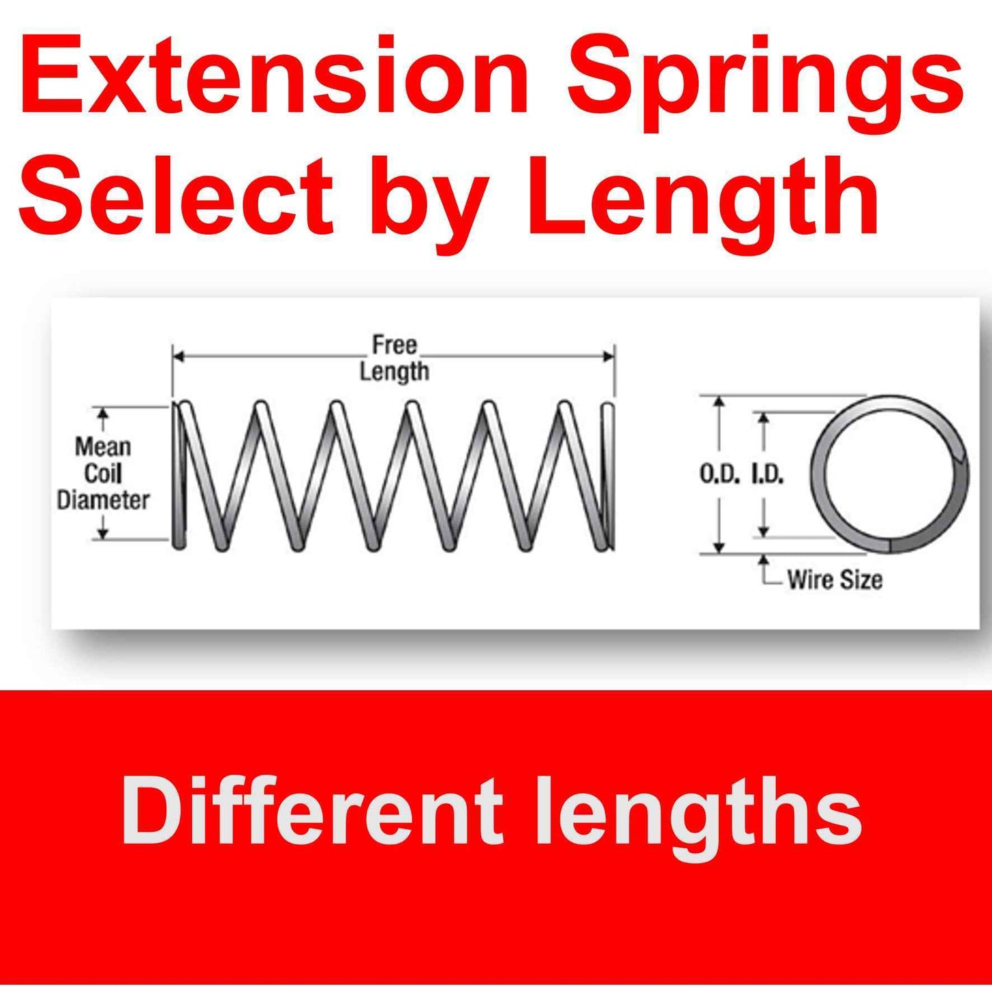 Zinc Extension Spring 38.1mm L ( x 6.35 OD x 0.89 WD)