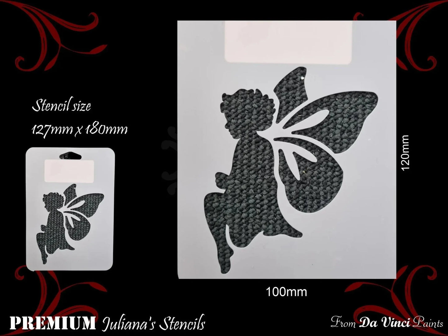 FAIRY Childrens Furniture Paint Stencil 170mm x 130mm - Vintique Concepts