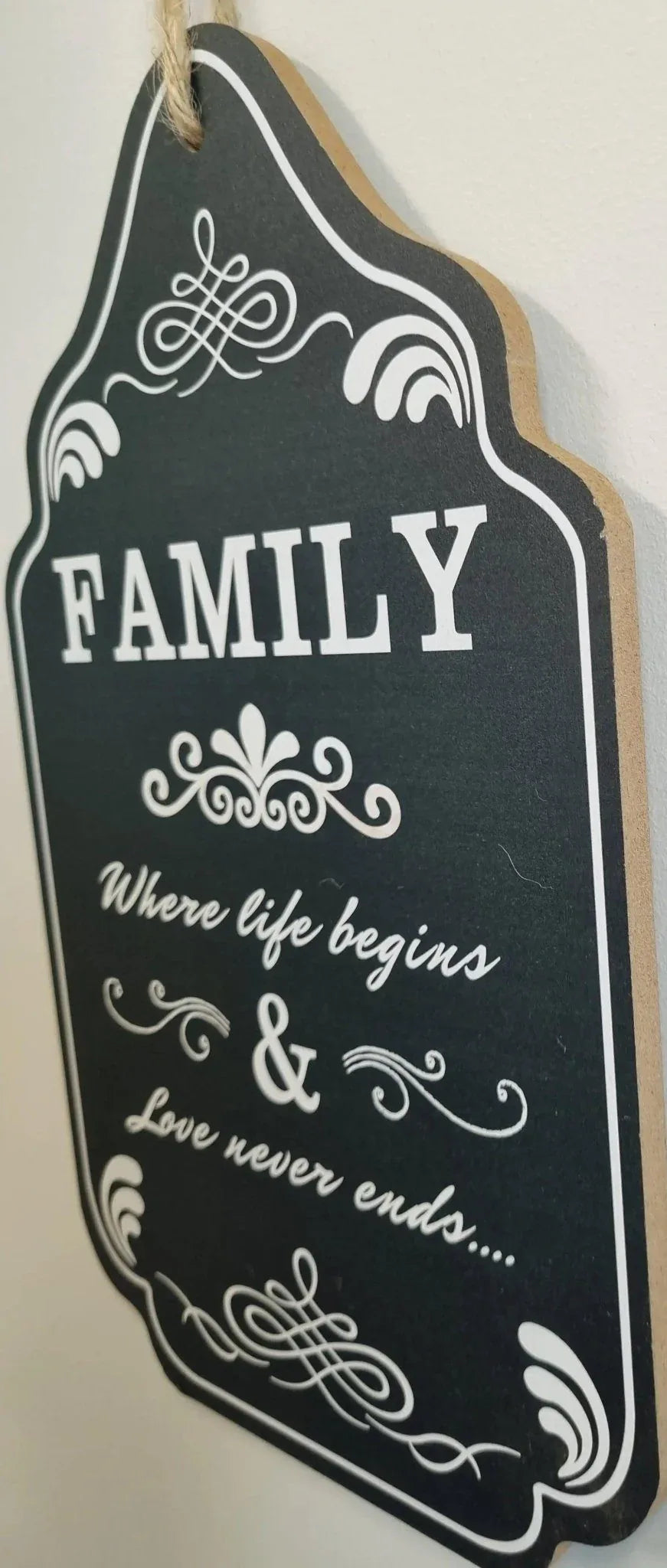 Family-Where Life Begins -Wood sign 15cm x 30cm - Vintique Concepts