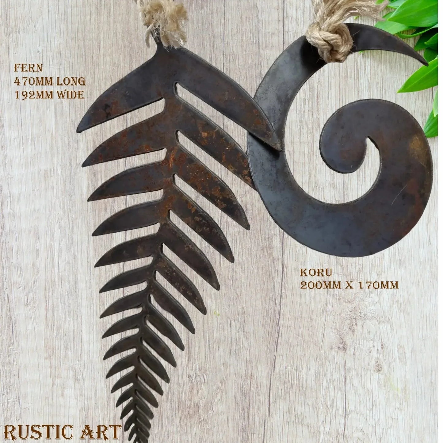 Fern & Koru -Corten Rusty large hanging metal art - Vintique Concepts