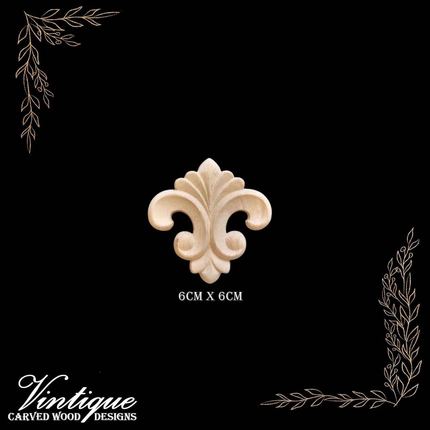 Fleur De Lis centre wood applique 6cm x 6cm
