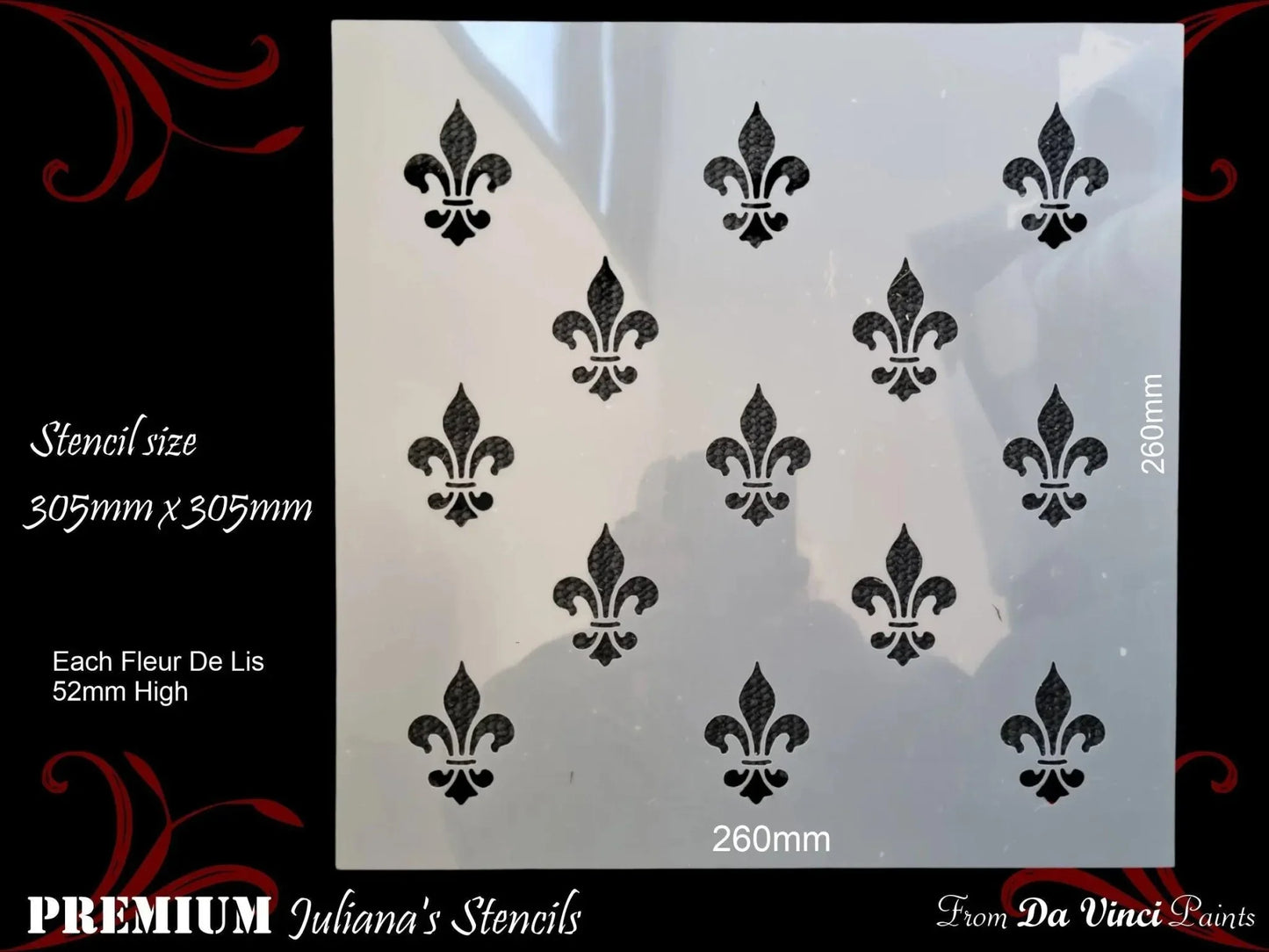 Fleur de Lis wallpaper French premium paint stencil 305mm x 305mm - Vintique Concepts