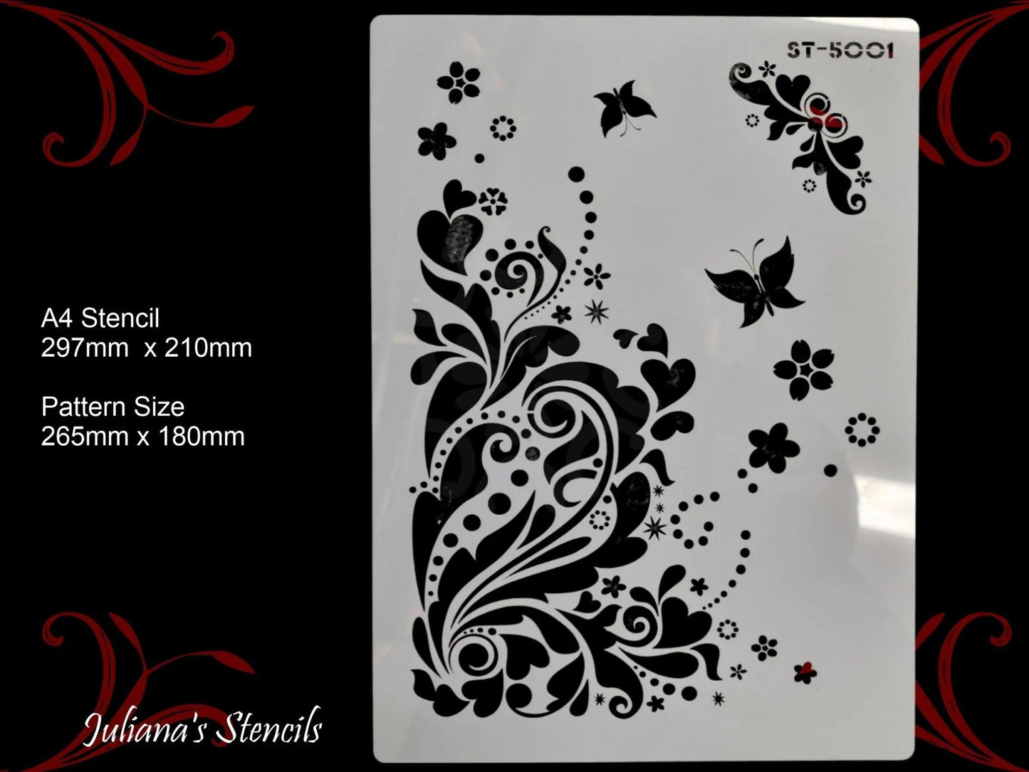 Floral pattern and butterflies furniture and wall Paint Stencil-Vintique Concepts