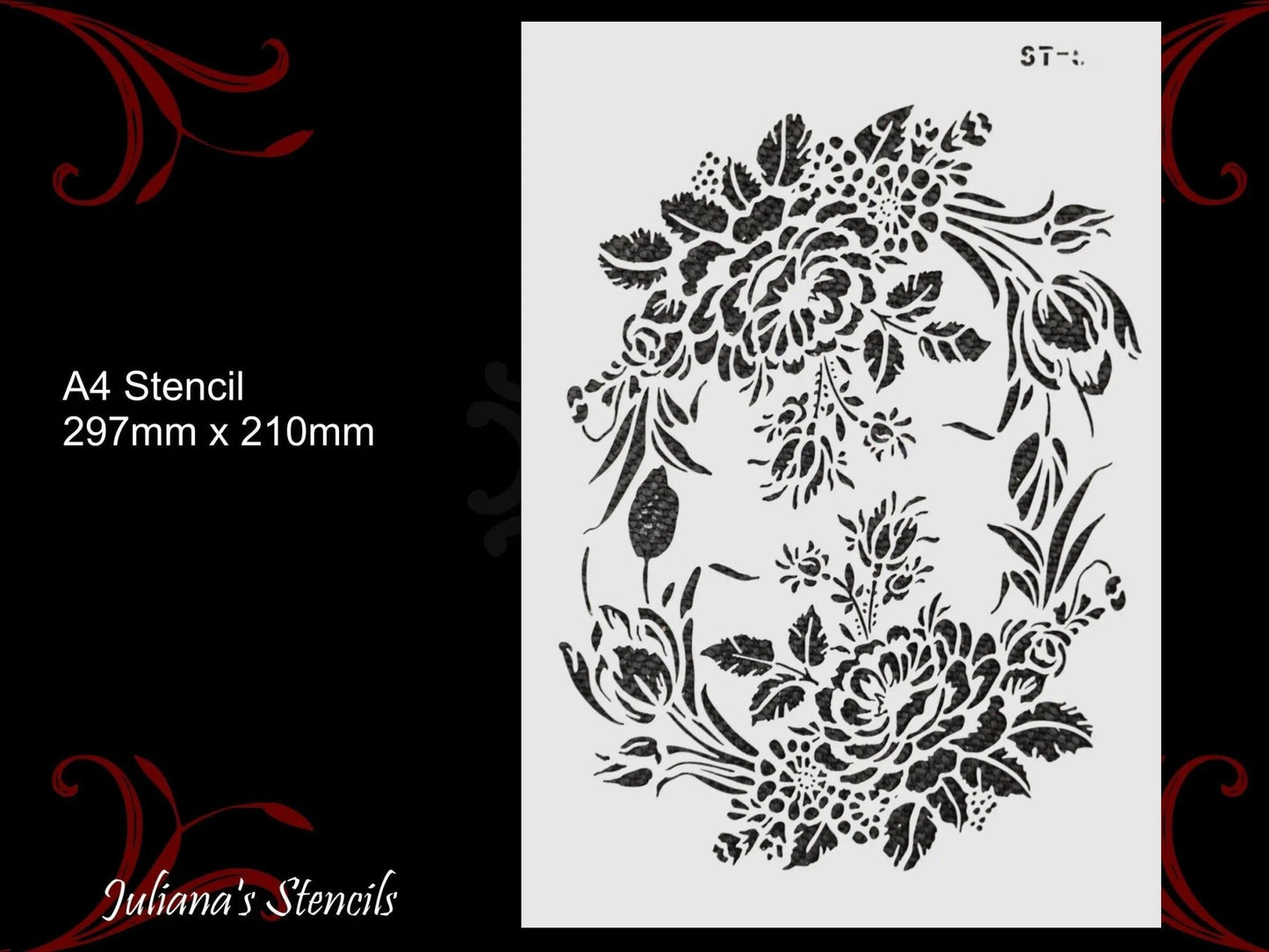 Flower Bouquet Vintage furniture paint stencil (A4 Size)-Vintique Concepts