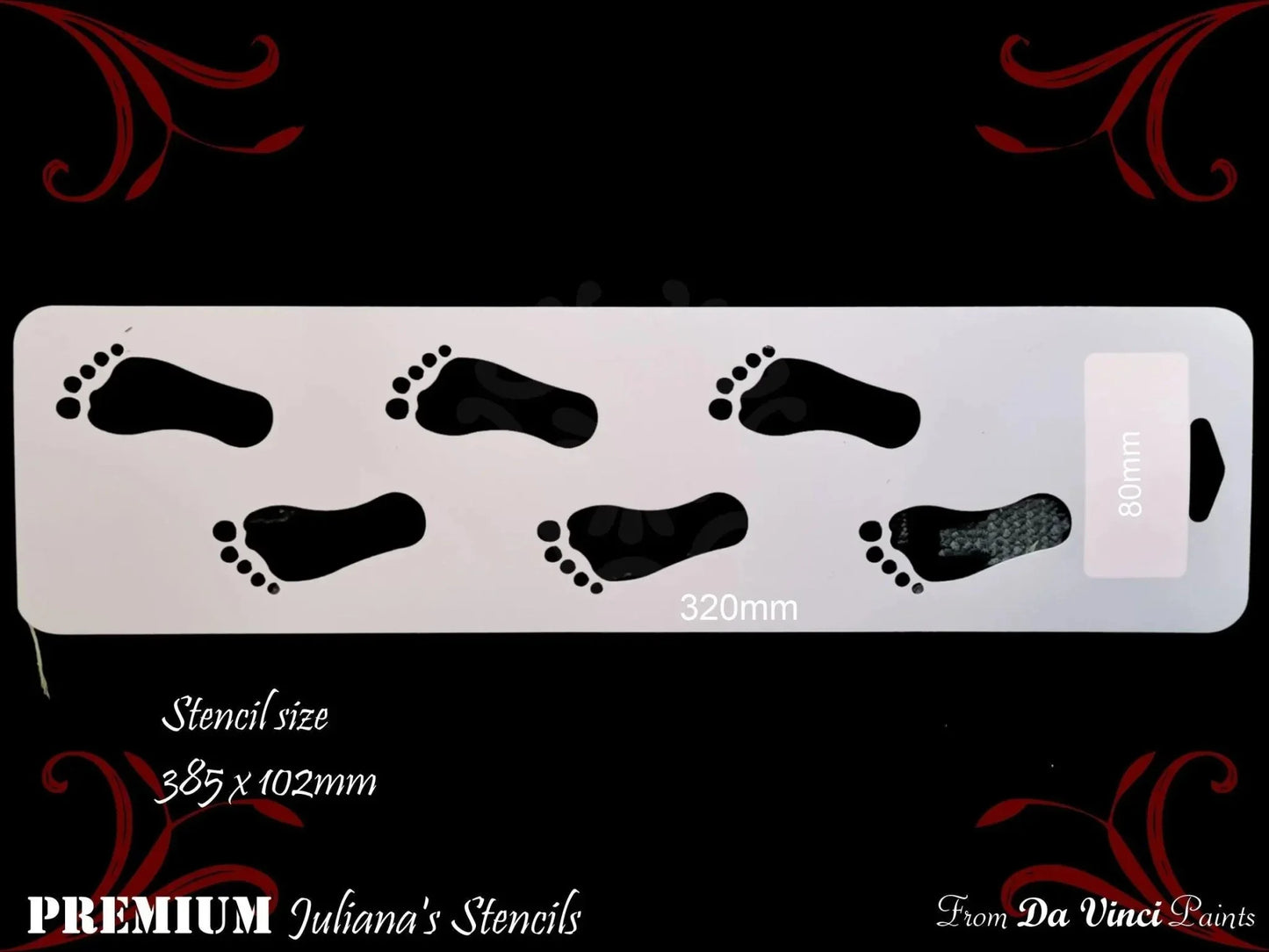 Foot Print Border vintage furniture & Wall paint stencil 102mm x 385mm - Vintique Concepts