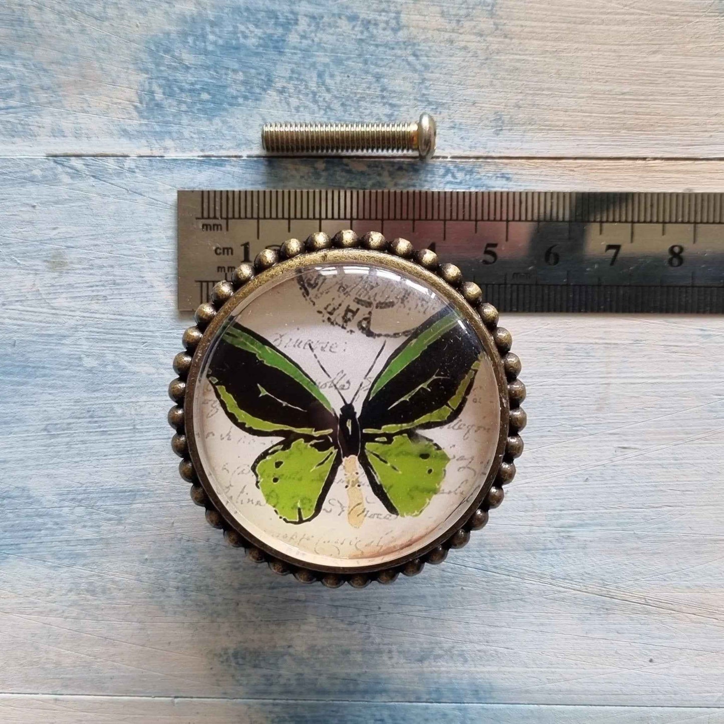 French series Vintage Glass / Zinc Alloy Gold Knob 54mm Butterfly