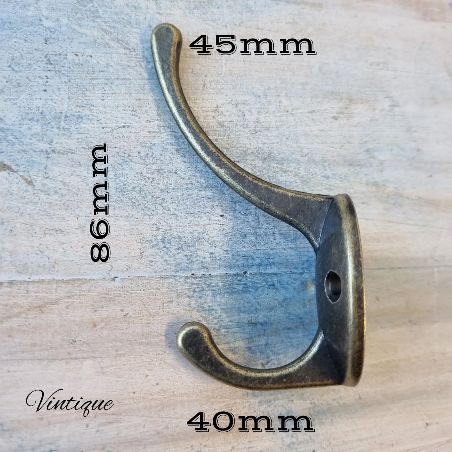 Georges Bronze 2 Prong Robe Hook 86mm x45mm - Vintique Concepts