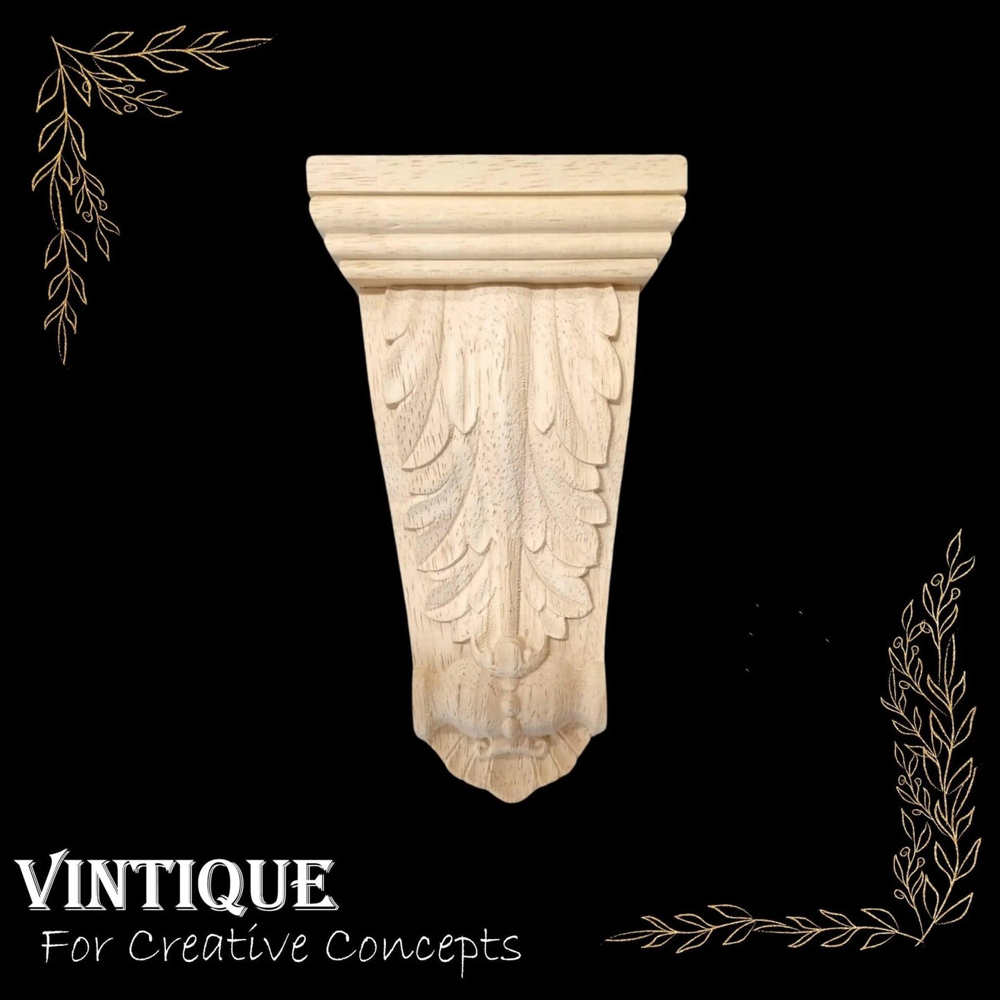 GREEK Fig leaf wooden corbel (each) 18cm x 10cm x 3cm-Vintique Concepts