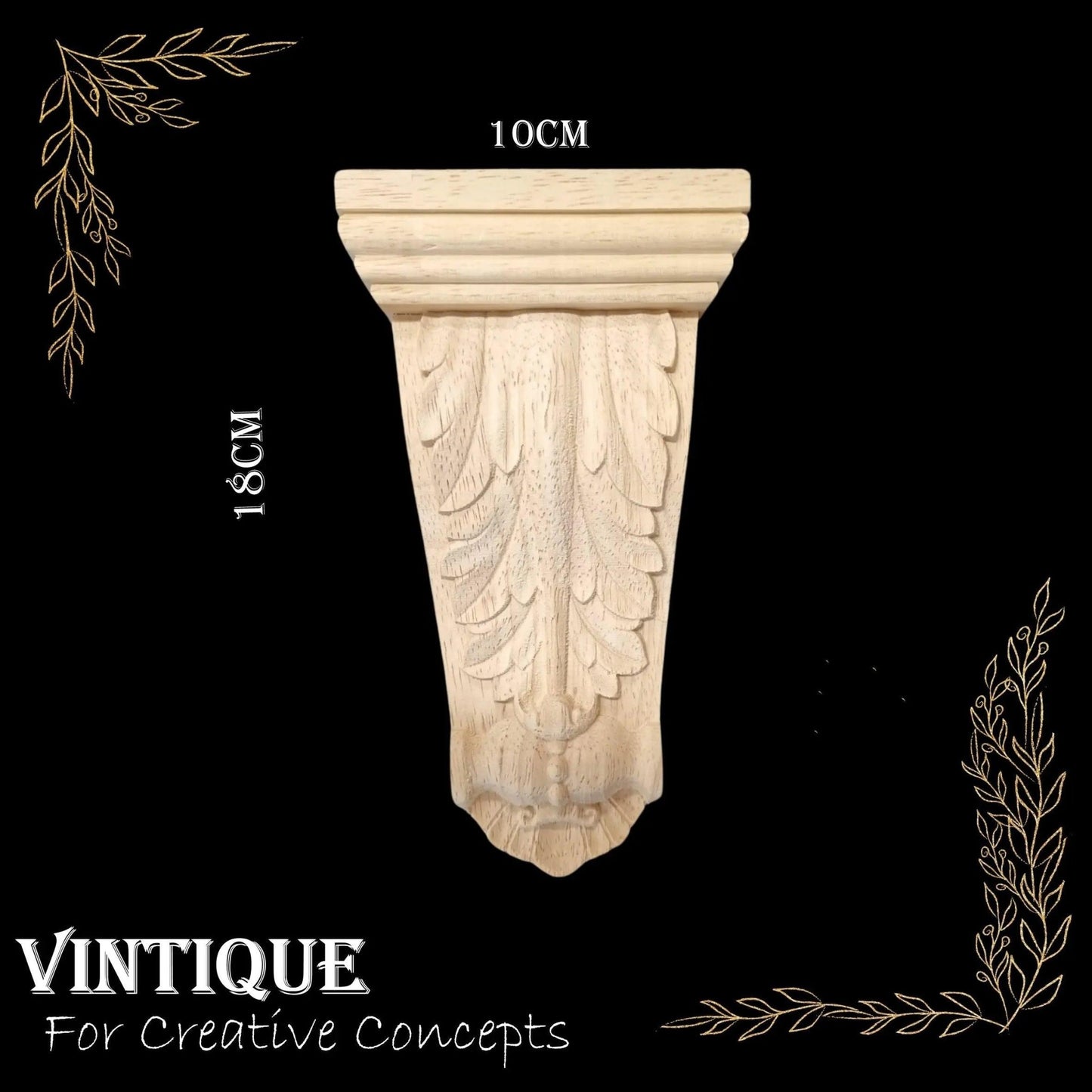 GREEK Fig leaf wooden corbel (each) 18cm x 10cm x 3cm-Vintique Concepts